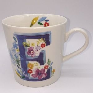 PC Letter E Initial Floral New Bone China Coffee Mug